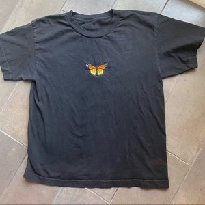John Galt Black Top with Monarch Butterfly Patch